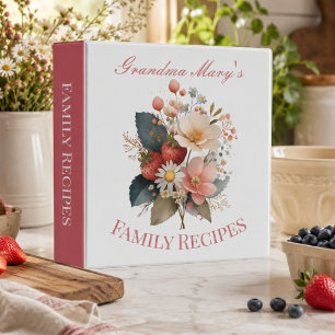 Floral Berry Personalized Family Recipe Binder