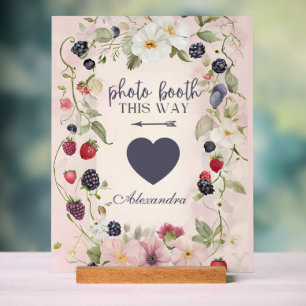 Floral Berry Photo Booth Direction Acrylic Sign