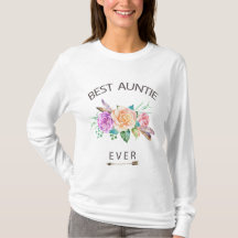 Floral Best Auntie Watercolor Long Sleeve Shirt