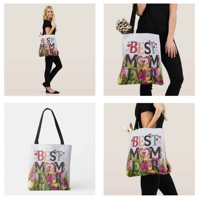 Floral Best Mom Ever Chic Tote Bag (Floral Best Mom Ever Chic Tote Bag
)