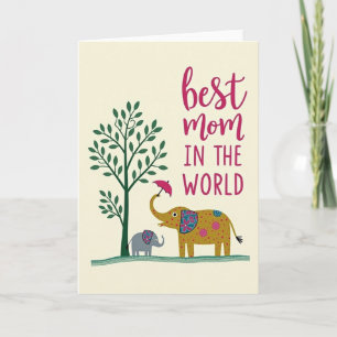 Floral Best Mom World Card