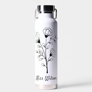 Floral Best Teacher Ever Personalized Gift  Water Bottle