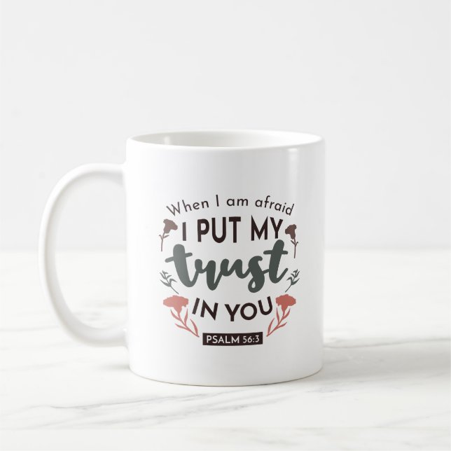 Floral Bible Verse Art 'I Put My Trust in You' Coffee Mug (Left)