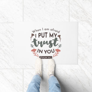 Floral Bible Verse Art 'I Put My Trust in You' Doormat