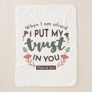 Floral Bible Verse Art 'I Put My Trust in You' Sherpa Blanket