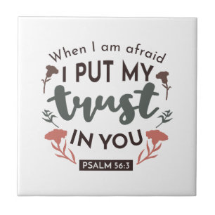 Floral Bible Verse Art 'I Put My Trust in You' Tile