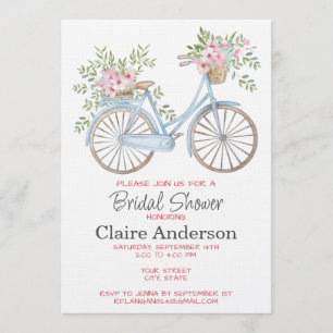 Floral Bicycle Bridal Shower Invitation, Invitation