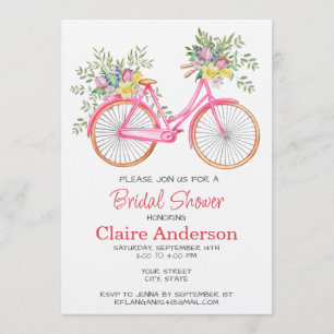 Floral Bicycle Bridal Shower Invitation, Invitation