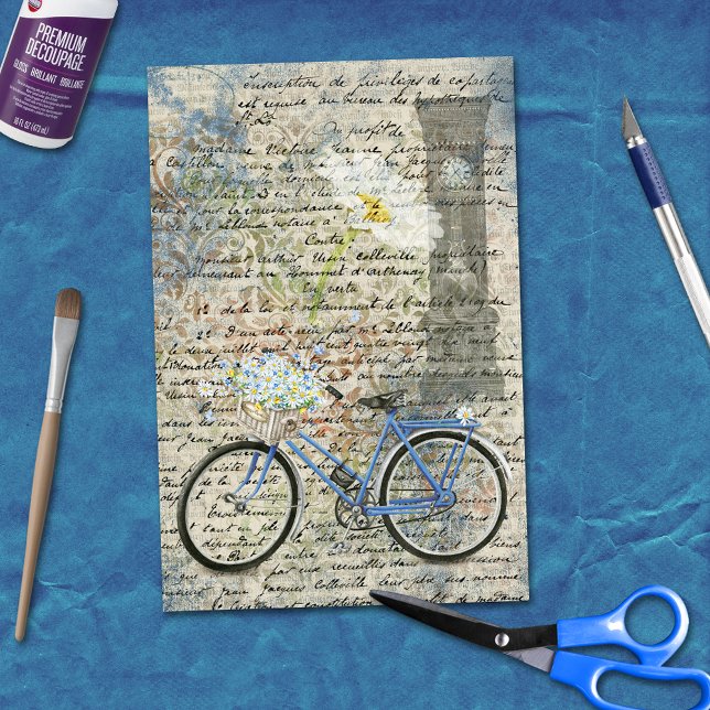 Floral Bicycle Clock Ephemera Decoupage Tissue Paper (Creator Uploaded)