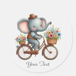 Floral Bicycle Elephant Sticker