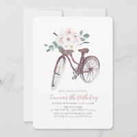 Floral Bicycle Girl Watercolor Birthday
