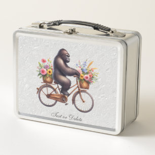 Floral Bicycle Gorilla Metal Lunch Box