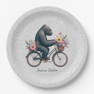 Floral Bicycle Gorilla Paper Plate