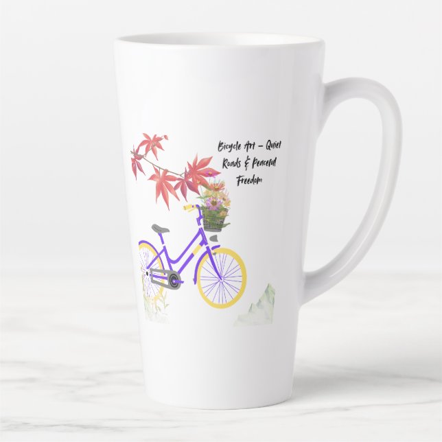 Floral Bicycle Motivation Design Latte Mug (Right)