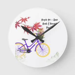 Floral Bicycle Motivation Design Round Clock