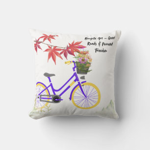 Floral Bicycle Motivation Design Throw Pillow