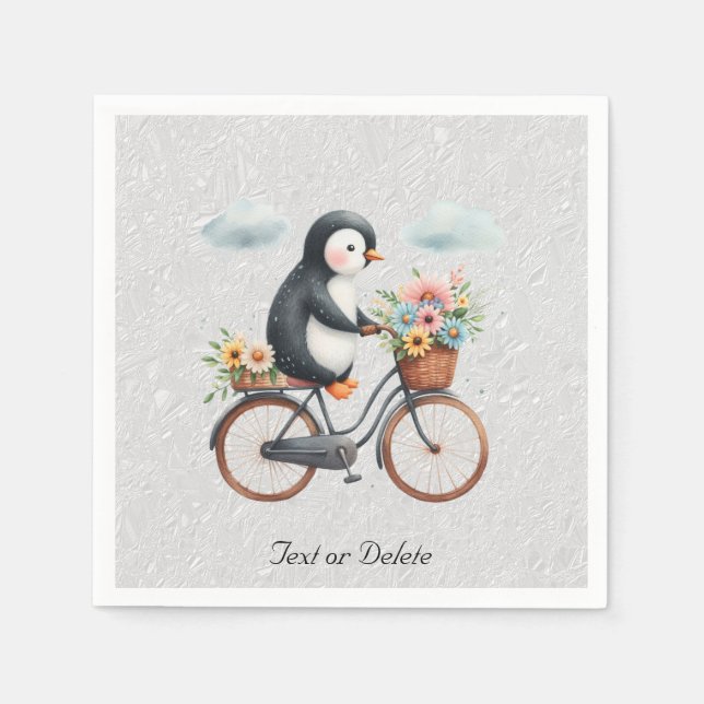 Floral Bicycle Penguin Napkins (Front)