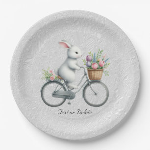 Floral Bicycle Rabbit Paper Plate