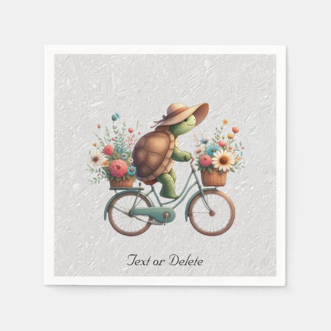 Floral Bicycle Turtle Napkins (Front)