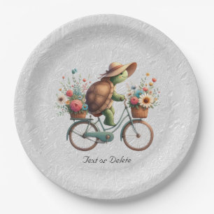 Floral Bicycle Turtle Paper Plate