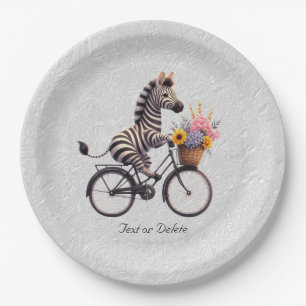 Floral Bicycle Zebra Paper Plate