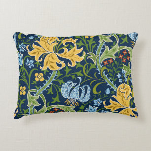 Floral Big Flowers: Dark Green Vintage Accent Pillow