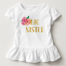 Floral Big Sister Shirt Gold Foil
