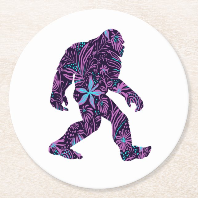 FLORAL BIGFOOT    ROUND PAPER COASTER (Front)