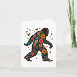 Floral Bigfoot Sasquatch Retro Colourful Flowers G Card