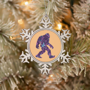 FLORAL BIGFOOT SNOWFLAKE PEWTER CHRISTMAS ORNAMENT