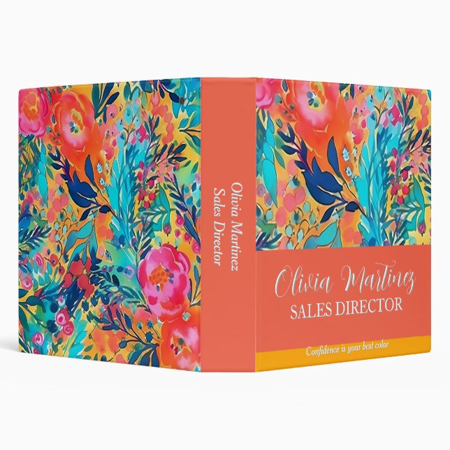 Floral Binder – Custom Name Binder for Work, Schoo (Background)