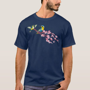 Floral Bird Animal Lover Sakura Cherry Blossom Hum T-Shirt