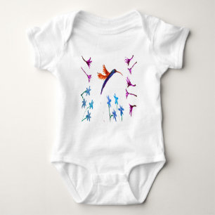 Floral Bird Art Hummingbird Baby Bodysuit