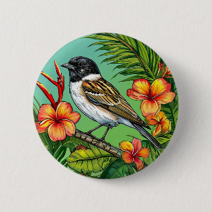 Floral Bird ornament 2 Inch Round Button