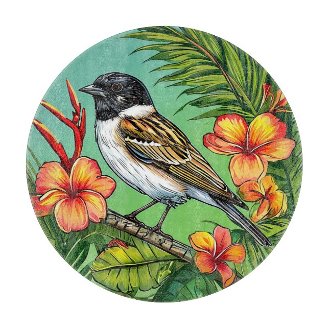 Floral Bird ornament Cutting Board (Front)