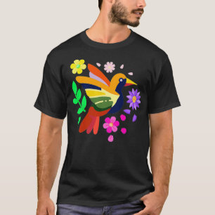 Floral Bird Otomi Meican Embroidery Style Meicano  T-Shirt