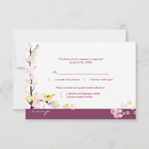 Floral Bird Sangria Wedding Menu Choice RSVP
