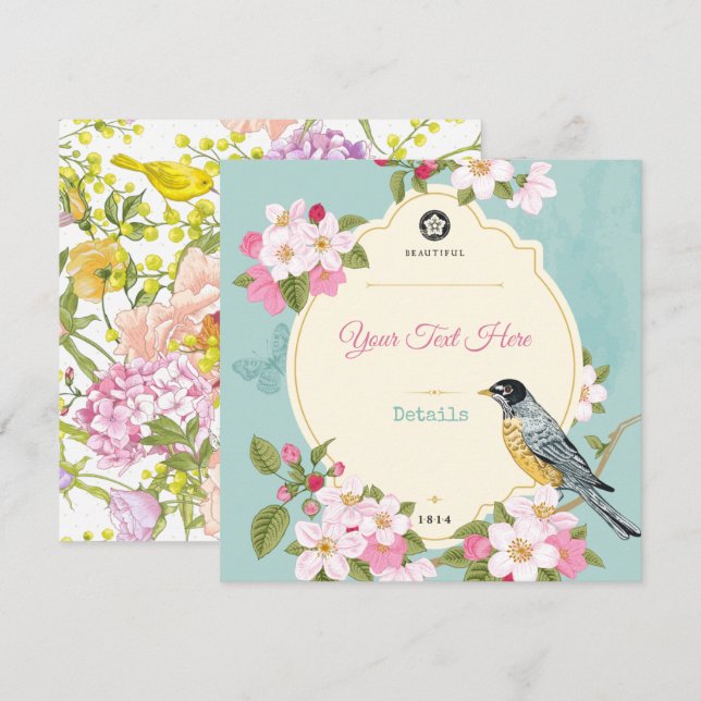 Floral/Bird Save The Date (Front/Back)