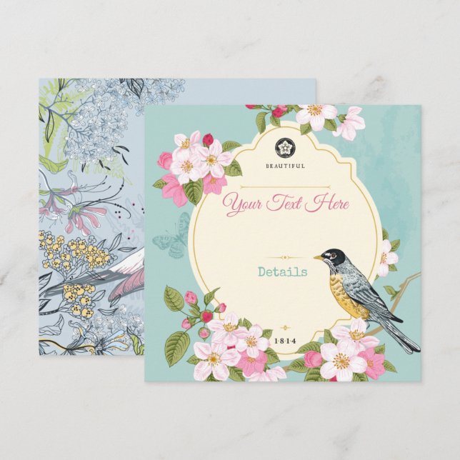 Floral/Bird Save The Date (Front/Back)