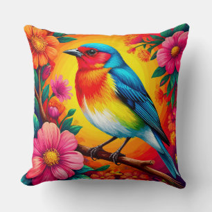 🐦 Floral Bird Throw Pillow Nature Home Decor 🌸✨