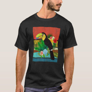 Floral Bird Tropical Animal  Rainforest Retro Touc T-Shirt