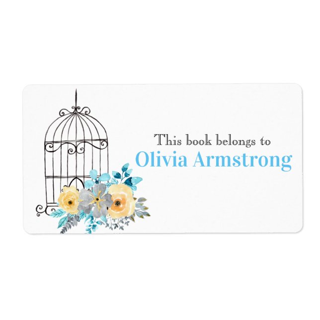 Floral Birdcage Personalized Book Belongs To (Front)