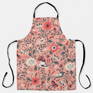 Floral Birds Hand Drawn Vintage Apron