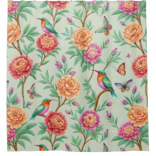 Floral Birds Pattern on Mint Background (11)