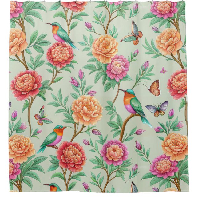 Floral Birds Pattern on Mint Background (11) (Front)