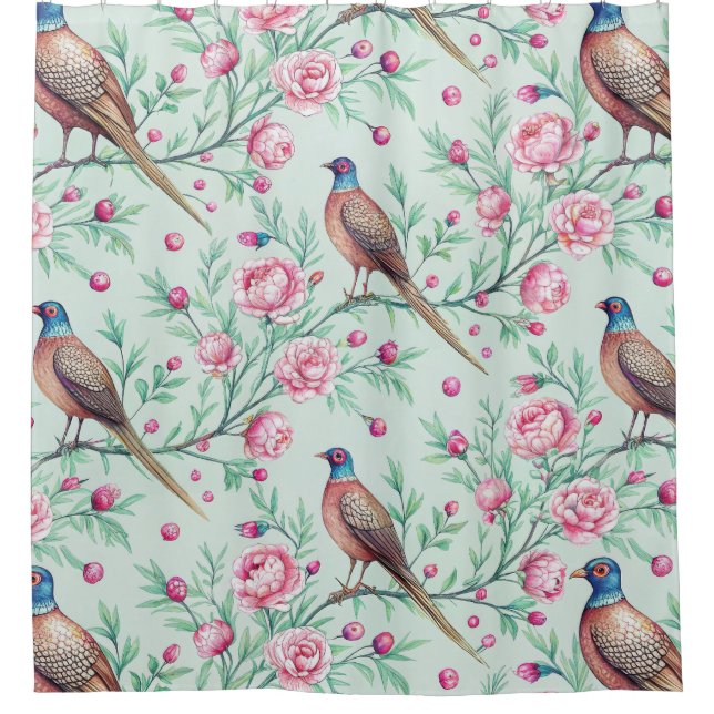 Floral Birds Pattern on Mint Background (2) (Front)