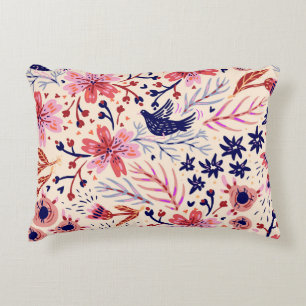 Floral, birds, vintage seamless pattern. accent pillow