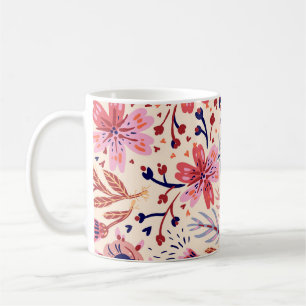 Floral, birds, vintage seamless pattern. coffee mug