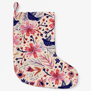 Floral, birds, vintage seamless pattern. small christmas stocking