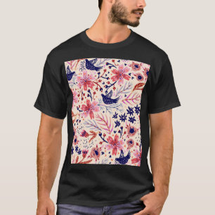 Floral, birds, vintage seamless pattern. T-Shirt